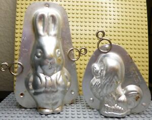 BUNNY WITH BASKET ON BACK 2 PIECE mold Chocolate Candy rabbits bunnies E301A&B 