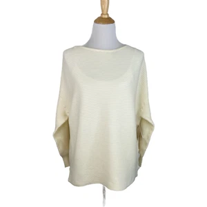 Neu mit Etikett 14th & Union Damenpullover elfenbeinfarben U-Boot-Ausschnitt gerippt osmanisch Petite Large A8 - Bild 1 von 4