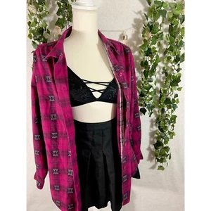 Vintage 90's Napa Valley Petites Women's Pink Black Heart Button Up Size Medium - Picture 1 of 12