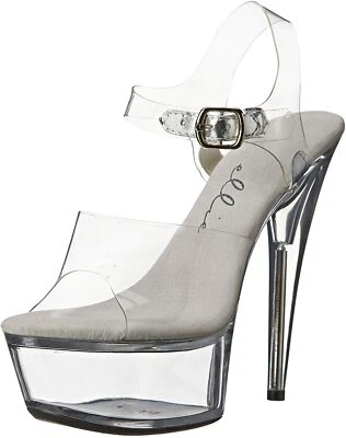 Ellie Shoes 609-BROOK 6" Pointed Stiletto Sandal, Clear, Size 12 - Image 1 of 4