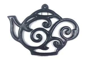 Gusseisen Deko Wandbehang Kunst Untersetzer schön schwarz Kaffee Teekanne Muster  - Bild 1 von 4