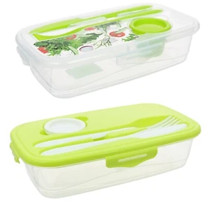 Frischhaltedose mit Besteck 2 Stück Easylunch Lunchbox Salatbox To Go neuetischk - Bild 1 von 5