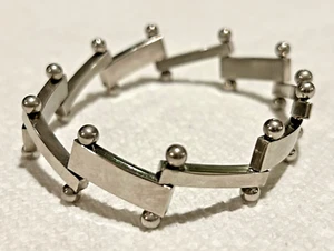Bracciale Vintage Modernariato Bar & Ball Link ARGENTO 925 7,5 in 29,2 grammi - Foto 1 di 19