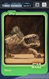 Star Wars Card Trader Nexu Green Digital Card 7cc count SWCT - Picture 1 of 2