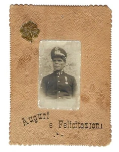 Retrato de tarjeta de gabinete de 1800, militar italiano, felicitaciones, 4"x5,5" - Imagen 1 de 2