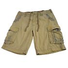 Jet Lag Cargo Shorts Mens 42x12" Yellow Tan Baggy Distressed Cotton Sanforized