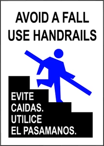 Evite una caída use pasamanos evite caidas utilice | calcomanía adhesiva para letrero de vinilo - Imagen 1 de 4