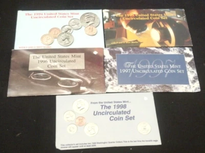 (5) US MINT UNC SETS 1994,1995,1996,1997 & 1998 WITH 1996-W 10c (2481) - Image 1 of 4