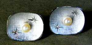 PAR DE GEMELOS MODERNISTAS VINTAGE AÑOS 70 ESTERLINA - PERLAS DE LIZ CLAIBORNE,  - Imagen 1 de 4