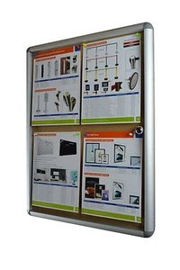 Lockable Notice Board 4xA4 Indoor Cork Board Pin Board - Picture 1 of 1