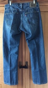 Jean de mezclilla azul medio pierna recta desgastado algodón talla 34 X 32 Levi's - Imagen 1 de 12