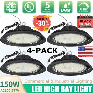 LED High Bay Light 150W 4 Pack,UFO Commercial Industrial Warehouse Area Lighting - Picture 1 of 19