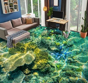 3D Green Coral 42RAIN11 Floor WallPaper Murals Wall Print Decal AJ Honey - Picture 1 of 5