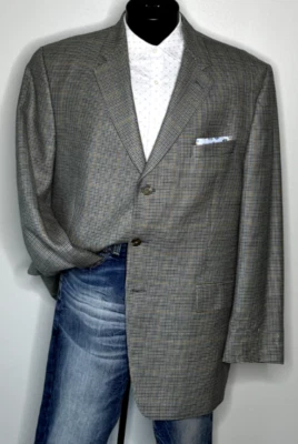 Ralph Lauren Seda Lana Pata de Gallo Ventana 3 BTN Traje Abrigo Blazer Chaqueta 46R Foto 1 de 4