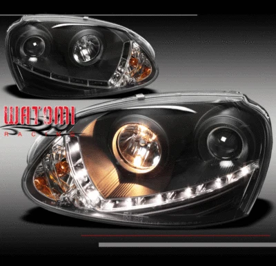 06-09 VW GOLF GTI R32 JETTA RABBIT DRL LED PROYECTOR FAROS LÁMPARA NEGRO 07 08 Foto 1 de 2