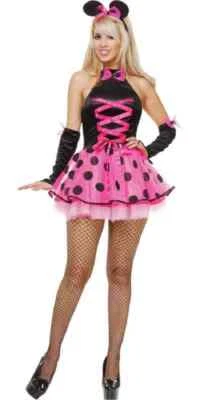 Miss Mouse Cutie Pink Polka Dot Minnie Fancy Dress Halloween Sexy Adult Costume - Image 1 of 2