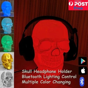 Skull Style Headphone Headset Holder Stand Night Light Bluetooth Control Lamp - Bild 1 von 19
