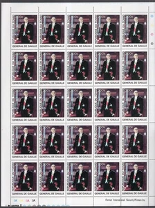 Chad 1977 Charles De Gaulle Full Sheet of 25 MNH #333 - Picture 1 of 1