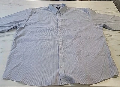 Cutter & Buck Shirt Men Blue White Striped Button Long Sleeve Stretch 3XB 3TG  - Image 1 of 4