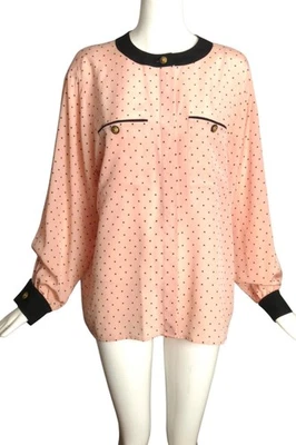 AKRIS - Blusa de seda estampada años 80, talla 14 Foto 1 de 4