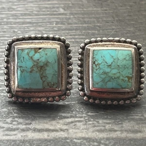 PEYOTE BIRD turquoise sterling earrings , no backs - Picture 1 of 4