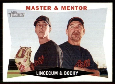 2009 Topps Heritage #7 Tim Lincecum Bruce Bochy San Francisco Giants - Image 1 of 2