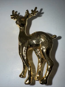 Talbots glänzend goldfarben Rentier Pin Weihnachten Urlaub 2,25 "Hx 1,5"B EUC - Bild 1 von 8