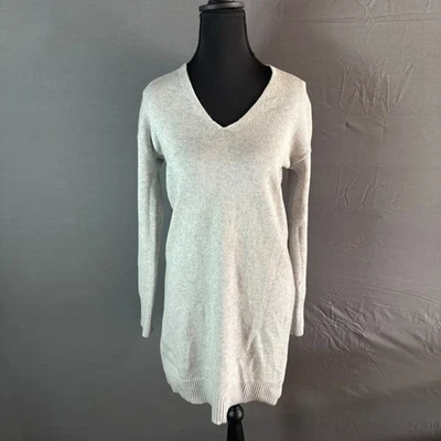 Vestido suéter Theory para mujer de cachemir con cuello en V talla P gris claro suave Foto 1 de 4