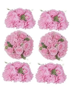  Artificial Flower Balls Wedding Centerpieces 6 Pcs Diam 11.8" - 6 Pcs Pink - Picture 1 of 7