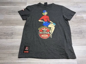 Motul Motorcycle Racing T-Shirt Pin Up Girl Faded Graphic Dark Gray Adult Size S - Picture 1 of 7
