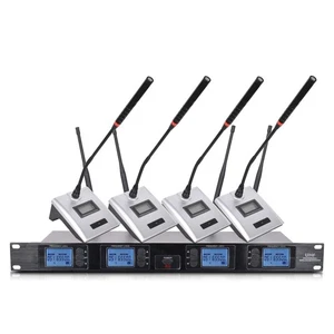 Pro UHF 4 Channel 4 Desktop Gooseneck Table Wireless Meeting Microphone System - Picture 1 of 7