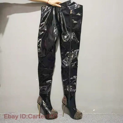 New Fashion Women Over-Knee Boots Platform High Heels Black Shoes Plus Size 4-20 - Imagem 1 de 4