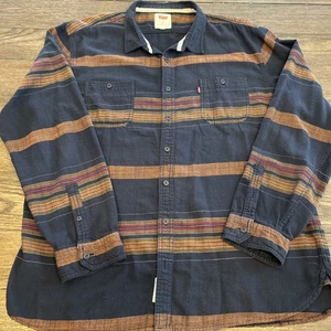 Levi's SouthWest Aztec Striped Brown Blue Flannel Work Shirt, Size XXL - Picture 1 of 10