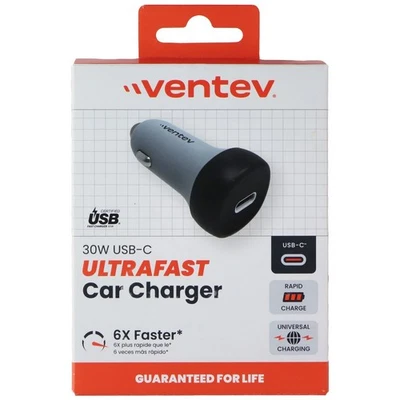 Cargador universal para coche Ventev (30 W) puerto único ultra rápido USB-C - gris/negro Foto 1 de 2