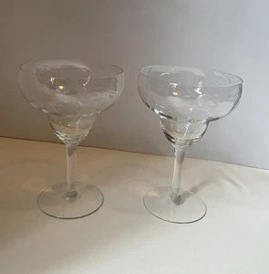 Vintage Princess House Heritage Etched Crystal Margarita Glasses Set Of 2 - Picture 1 of 10