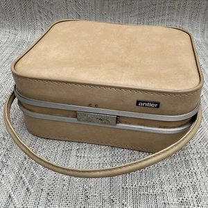 Vintage 60s Antler Cabin Case Light Tan Travel Bag Flight Suitcase Jet Set Chic - Picture 1 of 23