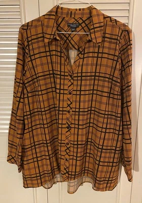 Camisa túnica tejida a cuadros con bolsillos XL Susan Graver Foto 1 de 4