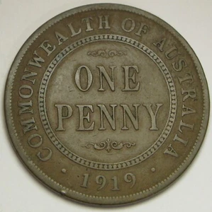 AUSTRALIA 1 Penny 1919 - Bronze - George V. - VF - 1358 * - Picture 1 of 2