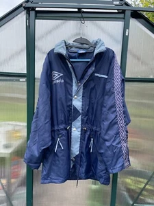 Y2k UMBRO Coat BLUE FOOTBALL  JACKET XS 1990s Retro old fashioned Clothing - Picture 1 of 7