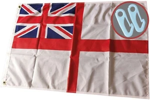 Heavy Duty 3ft x 2ft White Ensign Flag 110D Knitted Polyester + 2 Flagpole Clips - Picture 1 of 16