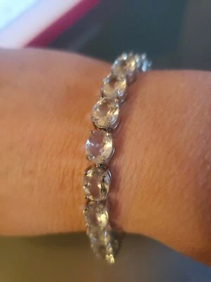 PULSERA TENIS FAS GRANDE AMATISTA VERDE PLATA ESTERLINA 925 7.5" NUEVA SIN ETIQUETAS  Foto 1 de 4