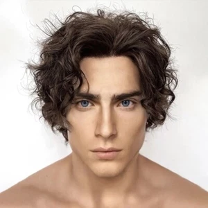 13X6 Lace Front Wigs For Men Human Hair Short Curly Cut Male Lace Wig Glueless - Picture 1 of 18