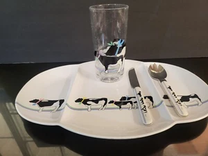 Vintage 1987, Holstein Cow Dinner Set, Farm Country Serveware, by Oneida - Picture 1 of 10