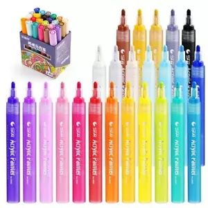 Steine bemalen Stifte Acrylstifte 24 Farben wasserfest Stein Holz Papier DIY - Bild 1 von 8