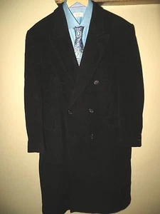 Nino Cerruti Men s Double Breasted Cashmere Wool Black Suit Coat Over Jacket 42R - Picture 1 of 12