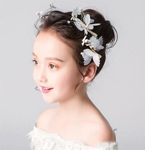 4x Lady Wedding flower Girl Fairy White Butterfly Hair Clips headpiece Jewelery - Picture 1 of 9