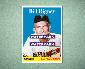 Bill Rigney San Francisco Giants 1958 Style Custom Baseball Art Card