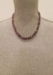 Stauer Tyrian Amethyst 18" Necklace Purple Bead Amethyst Necklace w/ Box - Picture 1 of 9