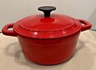 Martha Stewart Collection Cast Iron Dutch Oven/Pot Enameled Red Pre-owned