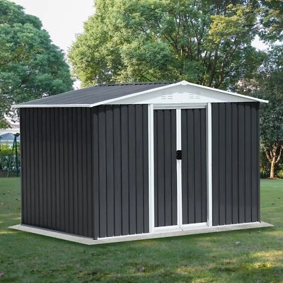 8x6 FT Metal Garden Shed Aluminum Alloy Frame with Sliding Door & Apex Roof - Image 1 of 4